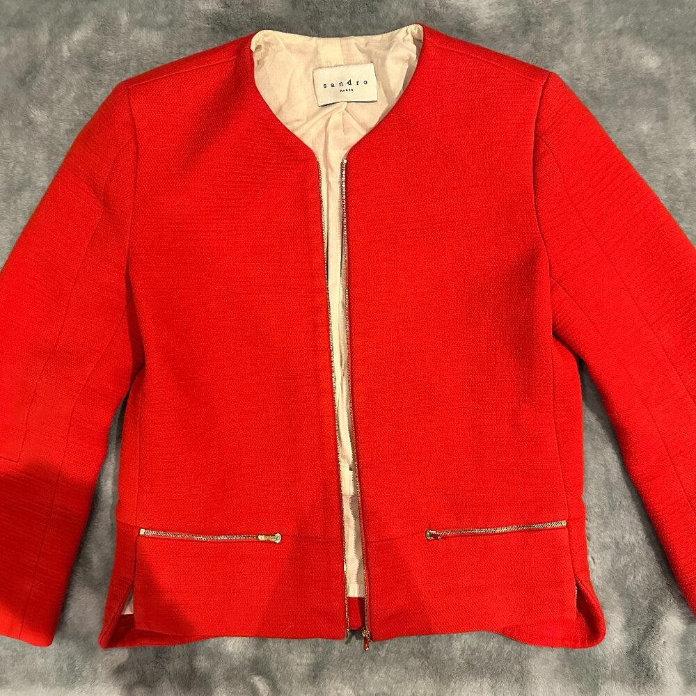 Sandra Red Zip Up Jacket - Size 36